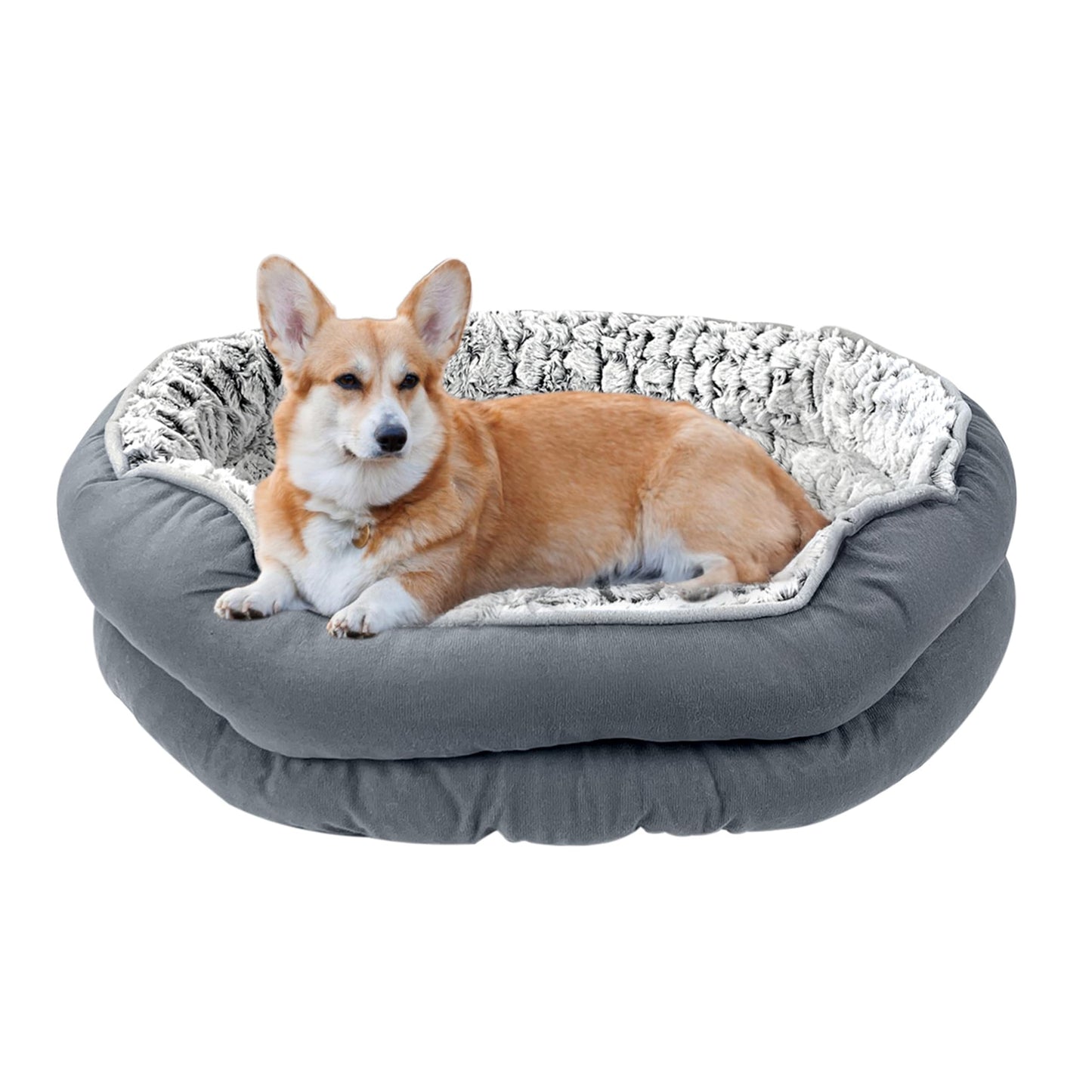 MiawP Fluffy Calming Pet Bed – Machine Washable Plush Anti-Anxiety Bed (Medium Size)