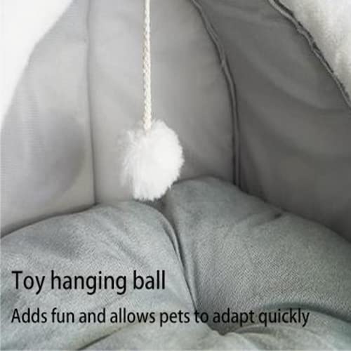 MiawP Cat Cave Bed – 2-in-1 Cat House with Hanging Toy for Cats & Small Dogs (Grey)
