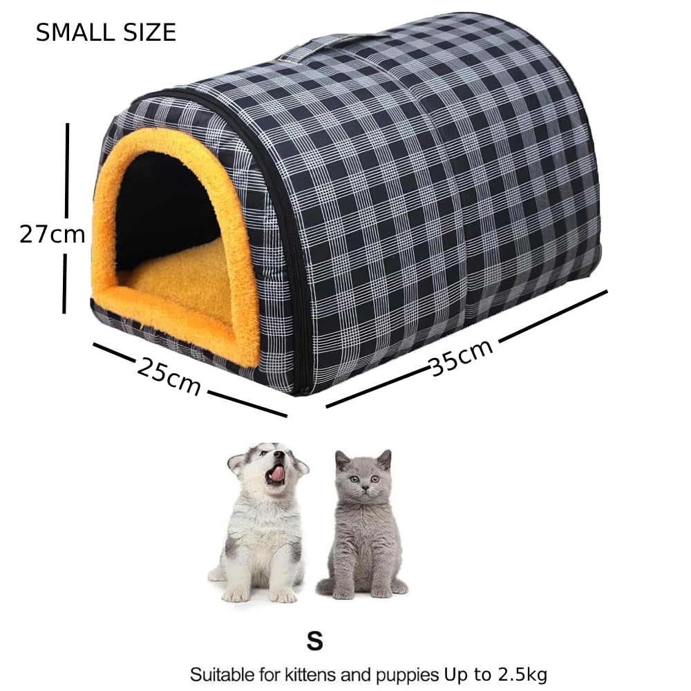 MiawP 2-in-1 Convertible Cat Bed – Water-Resistant Plush Pet Bed with Non-Slip Base (Grey, Small)