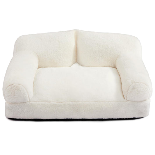 MiawP Plush Cat Sofa Bed – Soft Breathable Pet Couch for Cats & Puppies (Beige)