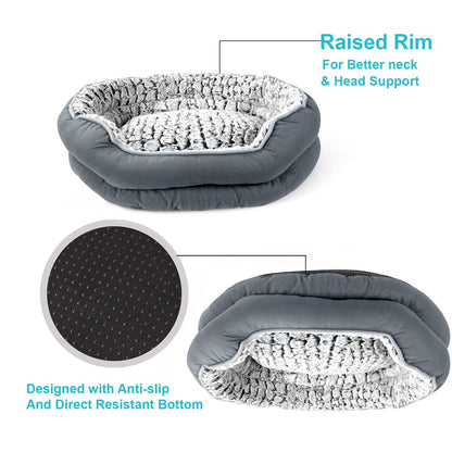 MiawP Fluffy Calming Pet Bed – Machine Washable Plush Anti-Anxiety Bed (Medium Size)