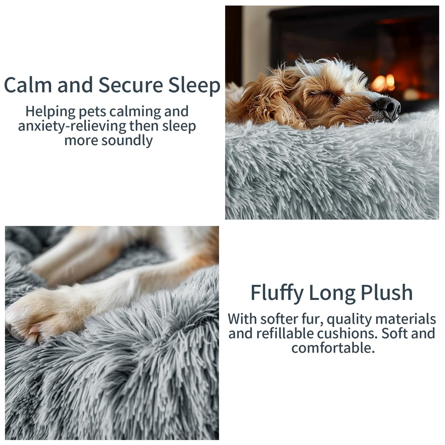 MiawP Round Plush Pet Bed 50cm – Soft Washable Cat & Dog Cushion with Non-Slip Base