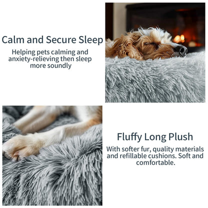 MiawP Round Plush Pet Bed 50cm – Soft Washable Cat & Dog Cushion with Non-Slip Base