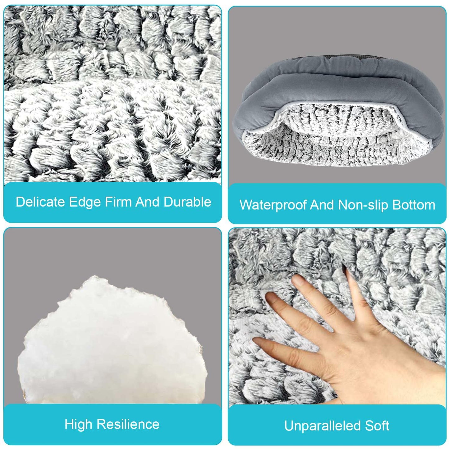 MiawP Fluffy Calming Pet Bed – Machine Washable Plush Anti-Anxiety Bed (Medium Size)