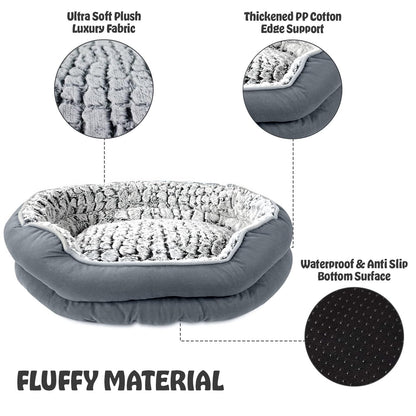 MiawP Fluffy Calming Pet Bed – Machine Washable Plush Anti-Anxiety Bed (Medium Size)
