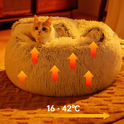 MiawP Calming Donut Cat Bed – Washable Plush Anti-Anxiety Pet Sleeping Bag for Cats & Small Dogs