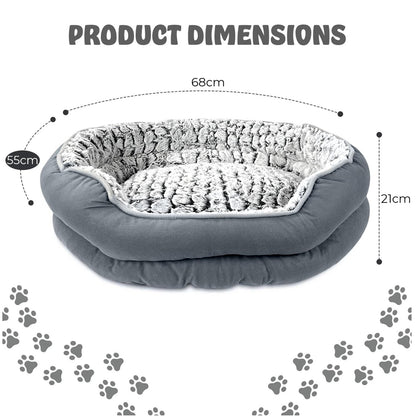 MiawP Fluffy Calming Pet Bed – Machine Washable Plush Anti-Anxiety Bed (Medium Size)