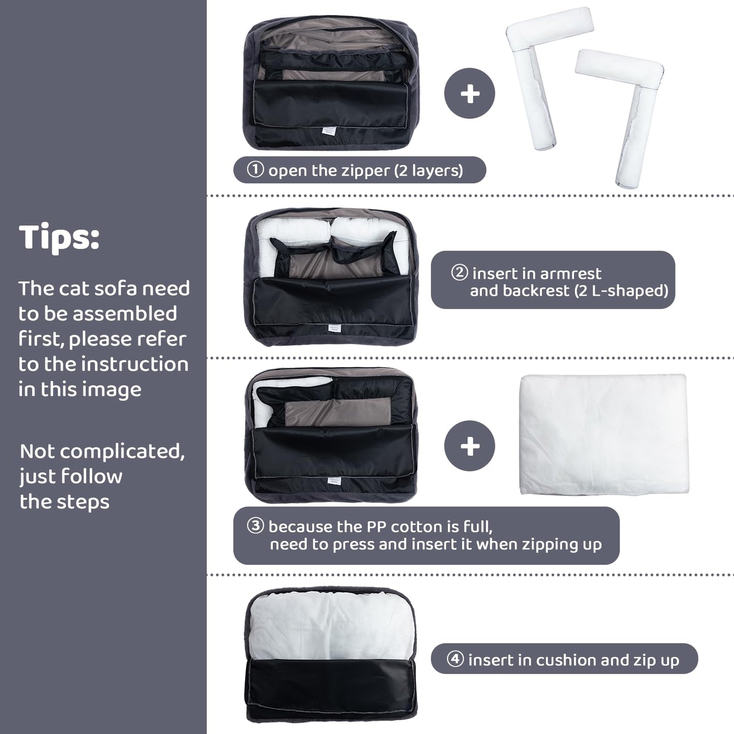 MiawP Plush Cat Sofa Bed – Soft Breathable Pet Couch for Cats & Puppies (Beige)