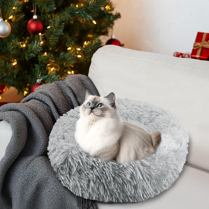 MiawP Round Plush Pet Bed 50cm – Soft Washable Cat & Dog Cushion with Non-Slip Base
