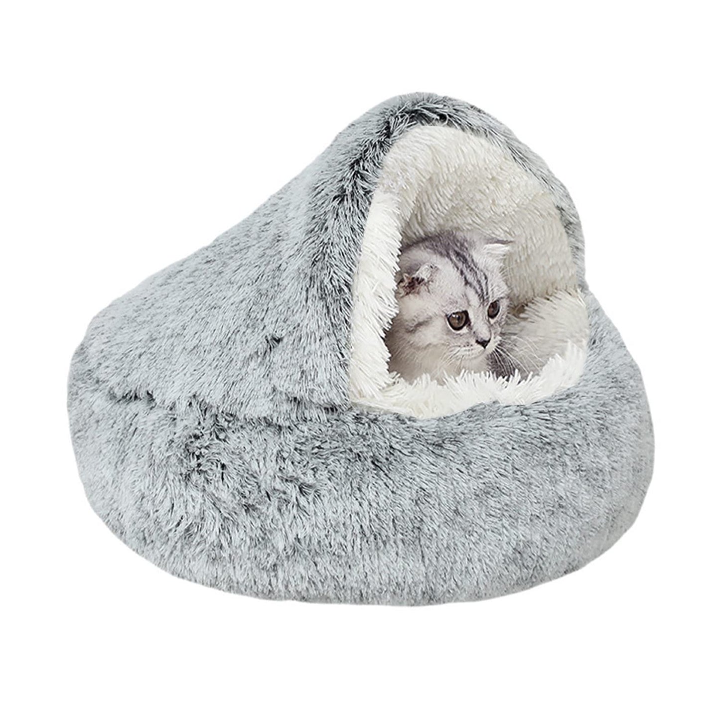 MiawP Calming Donut Cat Bed – Washable Plush Anti-Anxiety Pet Sleeping Bag for Cats & Small Dogs