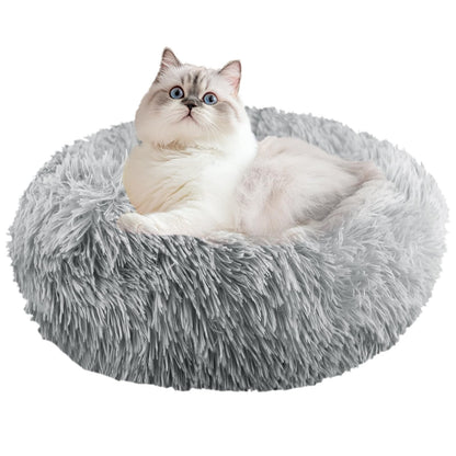 MiawP Round Plush Pet Bed 50cm – Soft Washable Cat & Dog Cushion with Non-Slip Base