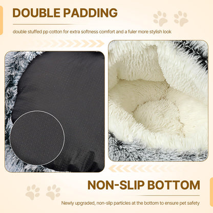 MiawP Calming Donut Cat Bed – Washable Plush Anti-Anxiety Pet Sleeping Bag for Cats & Small Dogs