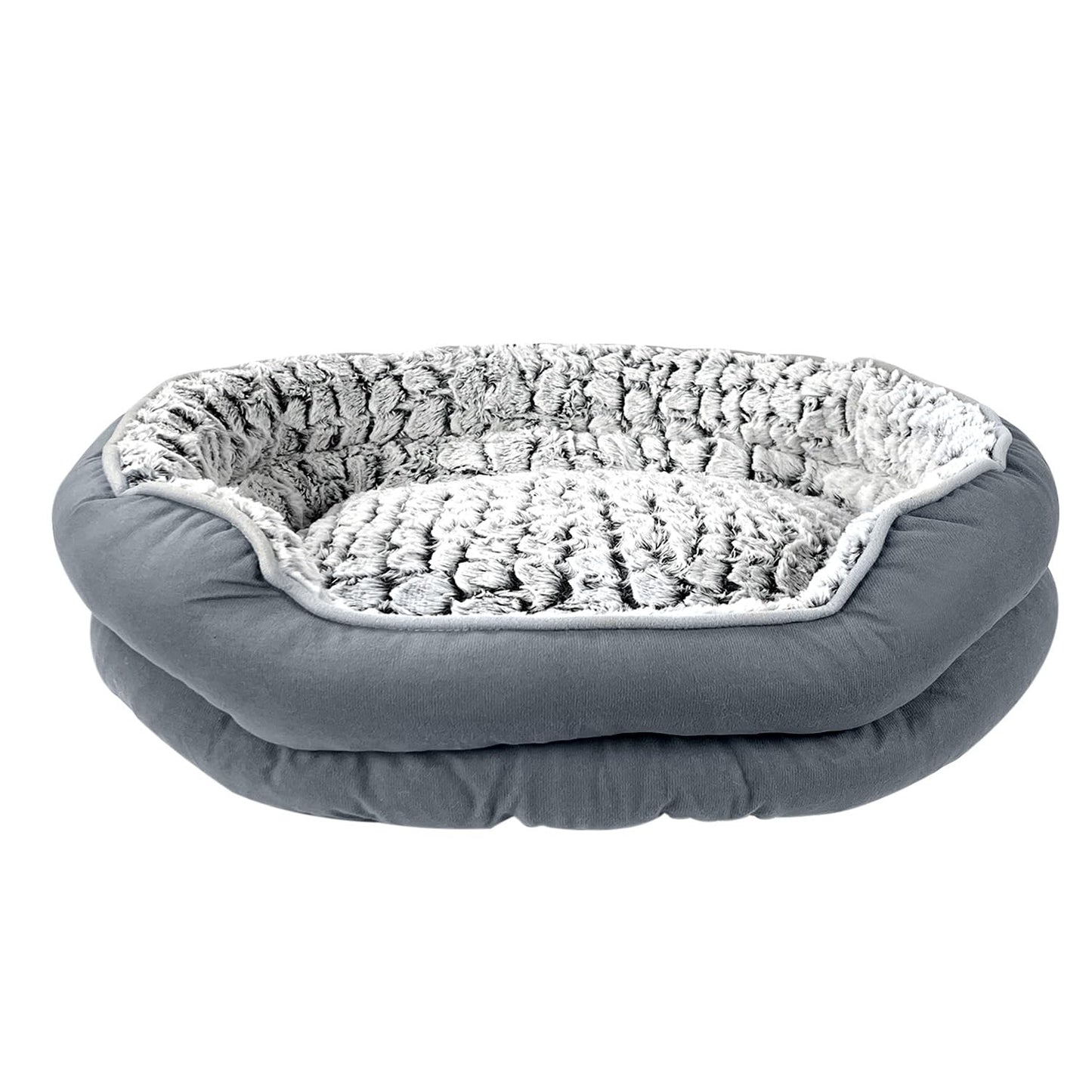 MiawP Fluffy Calming Pet Bed – Machine Washable Plush Anti-Anxiety Bed (Medium Size)