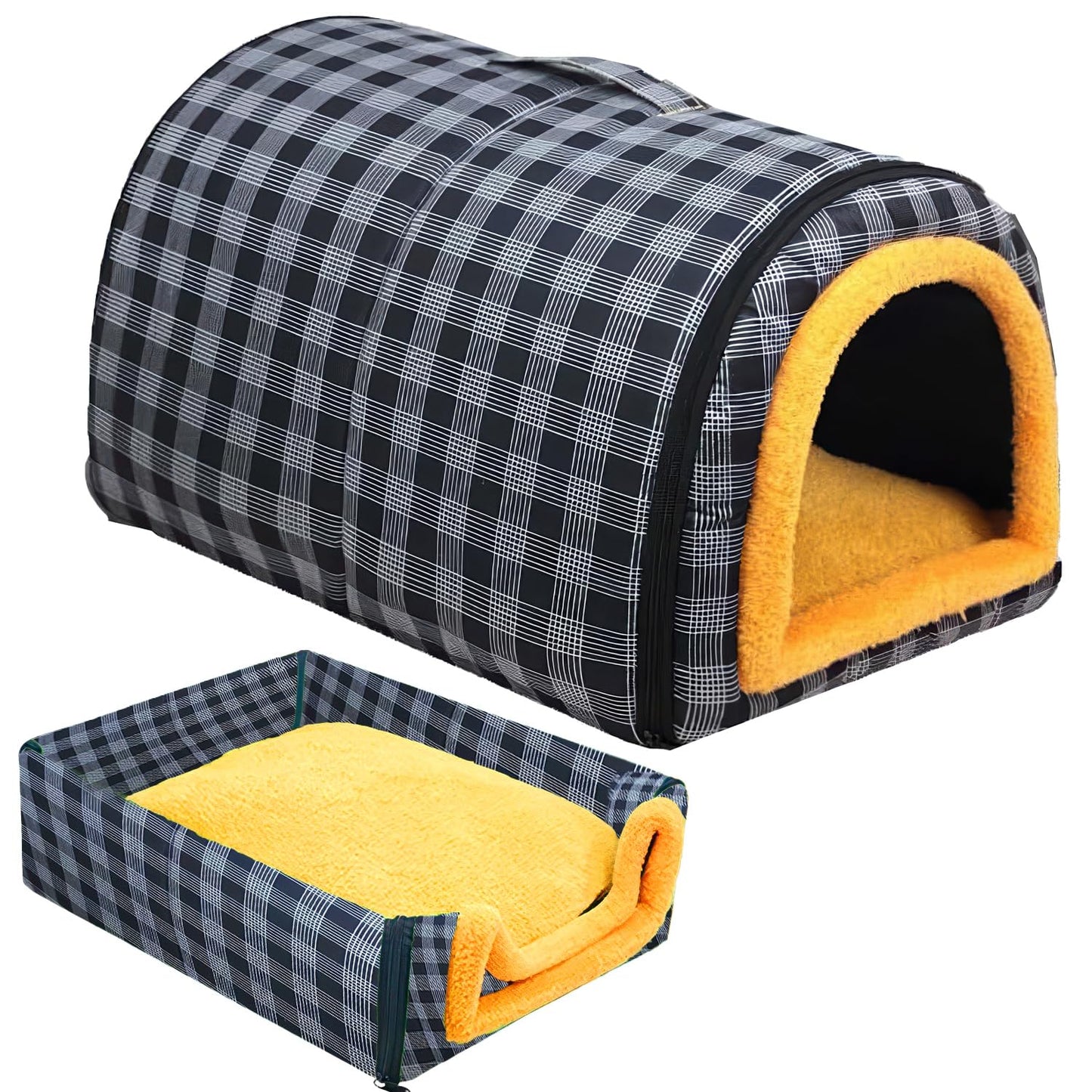 MiawP 2-in-1 Convertible Cat Bed – Water-Resistant Plush Pet Bed with Non-Slip Base (Grey, Small)