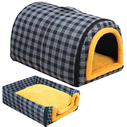 MiawP 2-in-1 Convertible Cat Bed – Water-Resistant Plush Pet Bed with Non-Slip Base (Grey, Small)