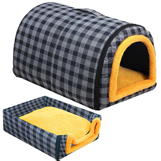 MiawP 2-in-1 Convertible Cat Bed – Water-Resistant Plush Pet Bed with Non-Slip Base (Grey, Small)