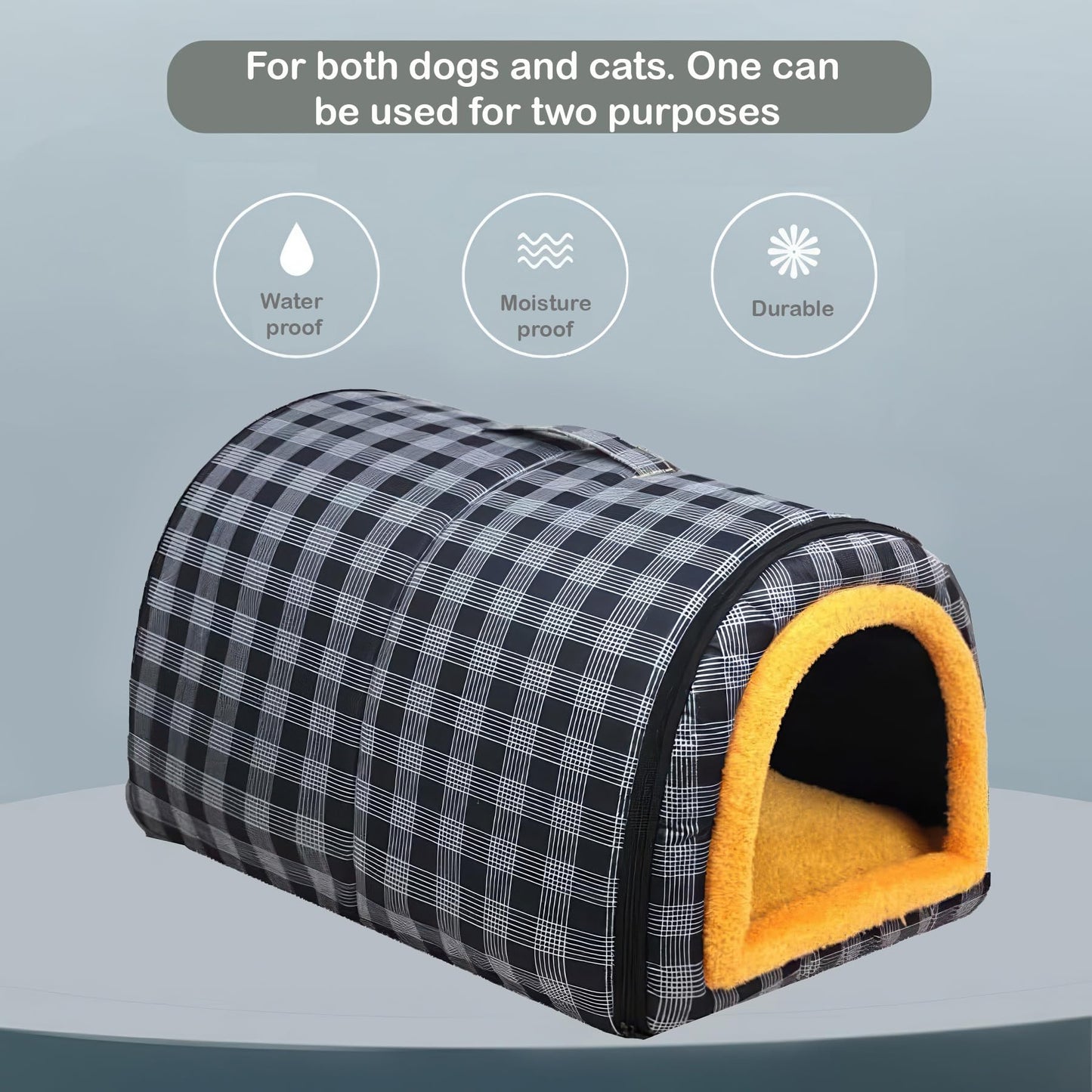 MiawP 2-in-1 Convertible Cat Bed – Water-Resistant Plush Pet Bed with Non-Slip Base (Grey, Small)