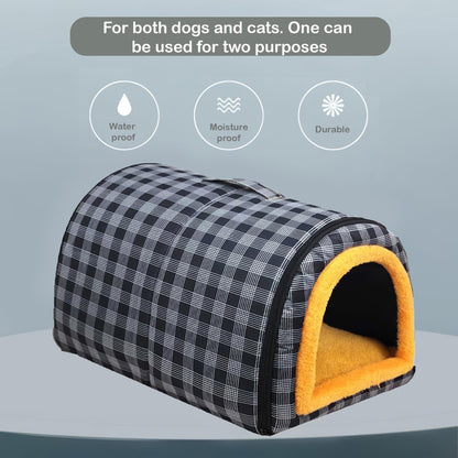 MiawP 2-in-1 Convertible Cat Bed – Water-Resistant Plush Pet Bed with Non-Slip Base (Grey, Small)